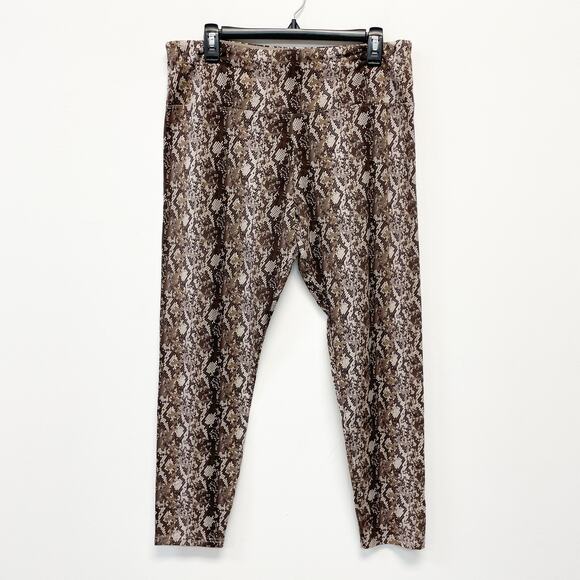 Suave Women's PXL Brown Snakeskin Print Revolutionary Tummy Control Leggings - Picture 3 of 3